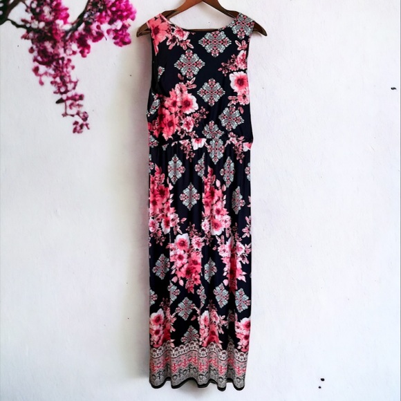 THREE PINK HEARTS FLORAL MAXI DRESS SIZE 2X - Picture 5 of 14
